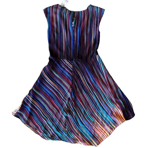 NWT BCBGMAXARIA Silk Dress Striped Asymmetrical Dress Size 2 Sleeveless Lined - Picture 3 of 7